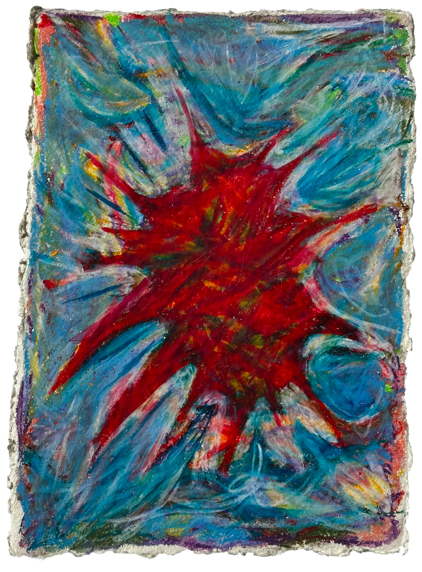 Bad Source, Oil pastel on very thick cotton paper, 2025