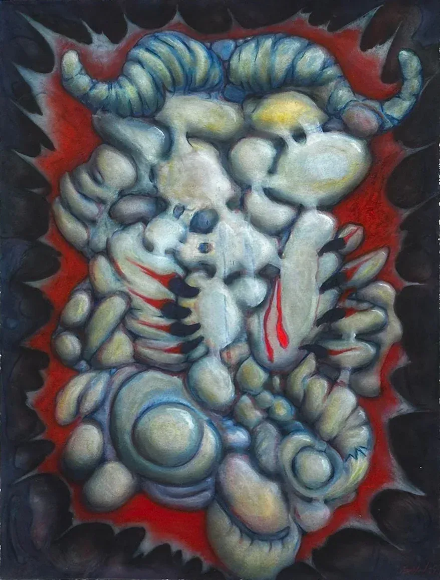 Rapture, Mixed media on carton, 2025