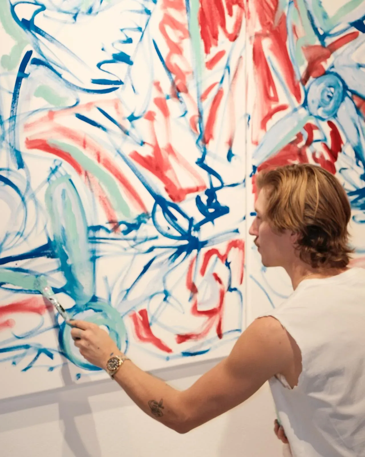 At the wall, in progress