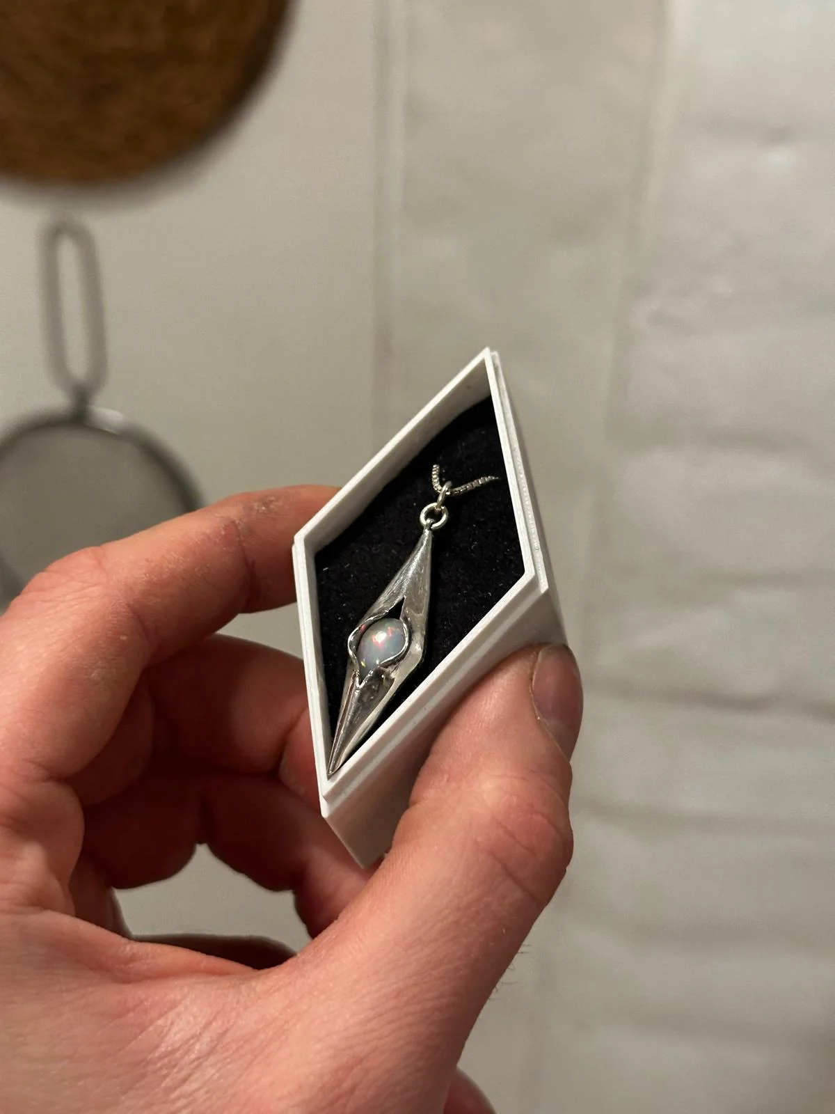 Silver necklace, Stone set